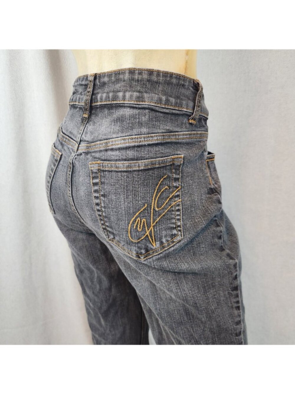 Coldwater Creek Black Wash Straight Leg Denim Blue Jeans Size 6 MEDIUM 28 Wx32 I - Picture 6 of 8